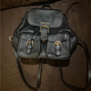 Michael Kors Black Pebbled Leather Backpack